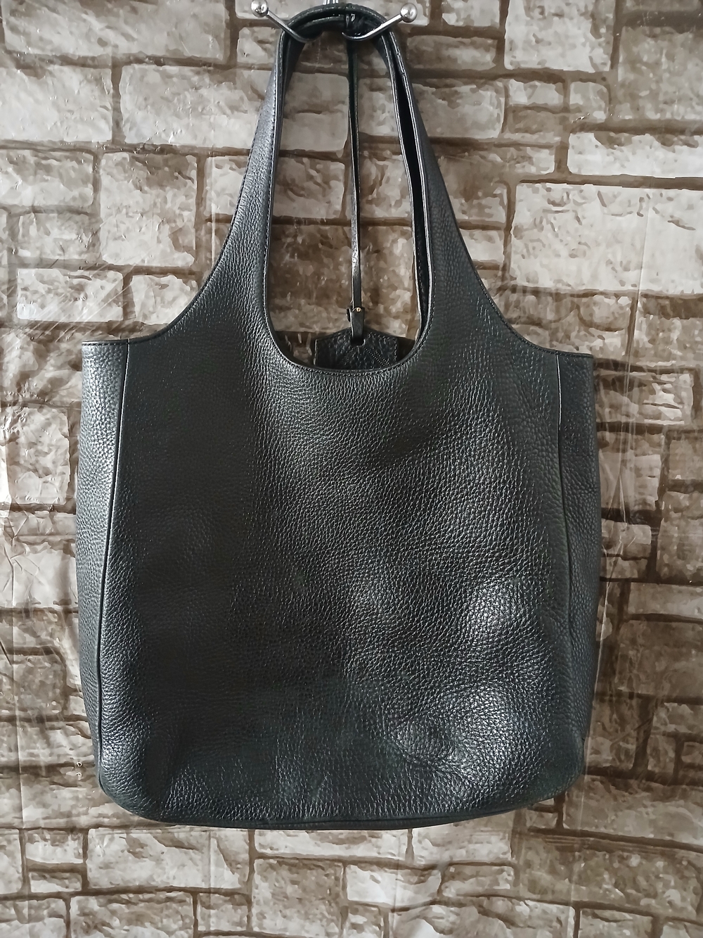 Burberry Black Pebbled Leather Hobo Bag